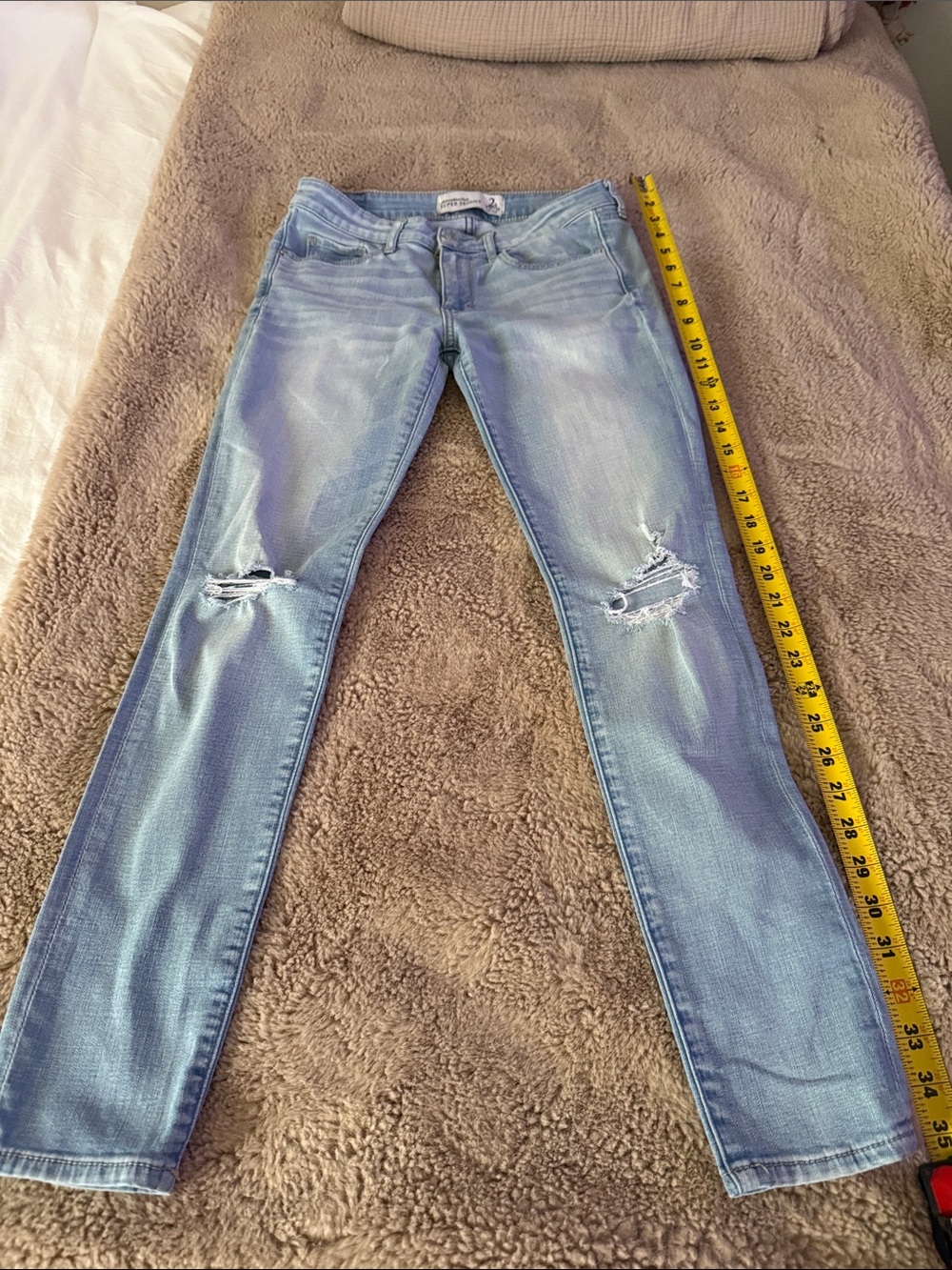 Abercrombie & Fitch Light Blue Distressed Skinny Jeans